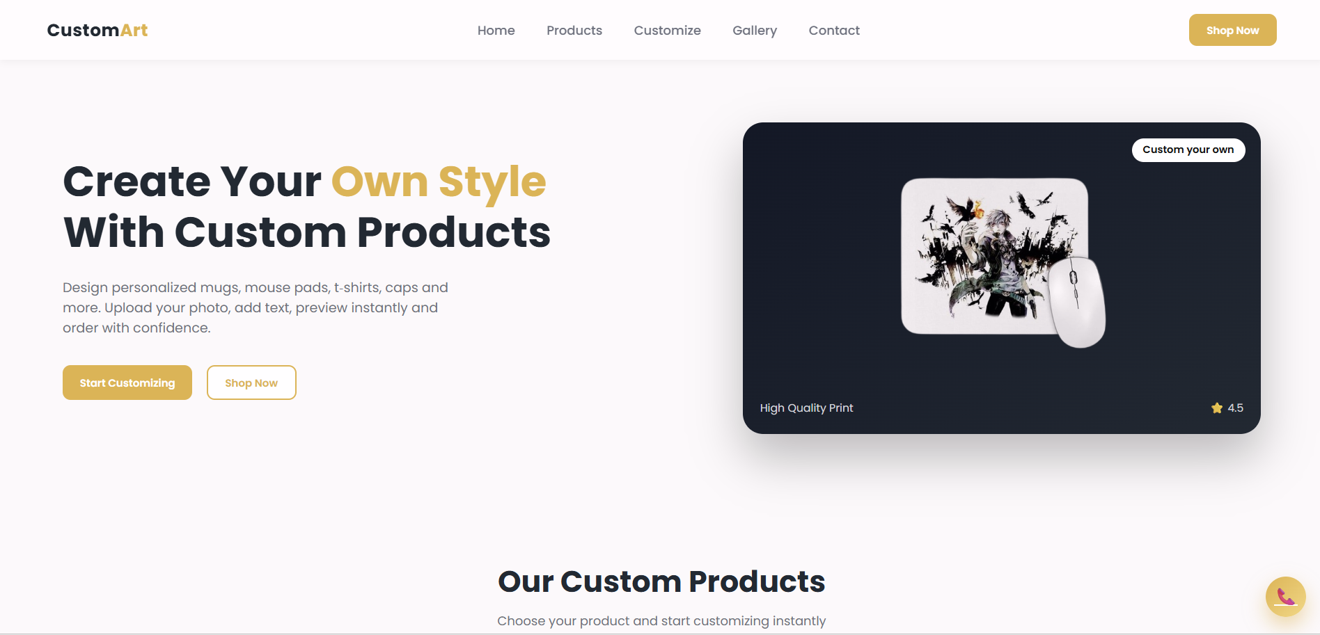 CustomArt Project Window